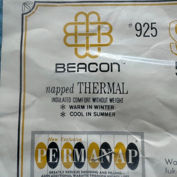 Vintage New Old Stock Beacon Napped Thermal Twin/Full Blanket Blue Satin Edge - Picture 13 of 14